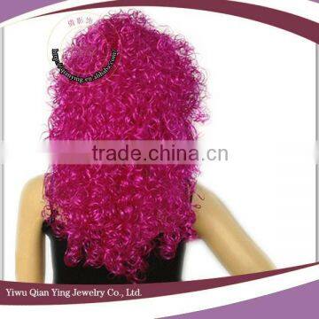 Halloween Synthetic Cheap Wholesale Afro Tight Curly Purple Party Wig photo-3