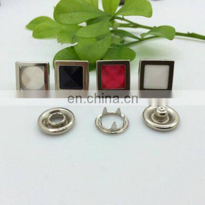 Metal customized 10mm/9.5mm press baby poppers pearl ring open nickel square prong snap button