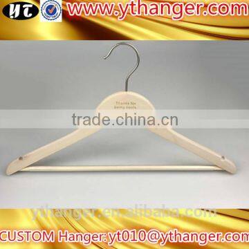 YY0522 sale bulk natural flat wood hanger flat wooden hanger with non-slip bar                        
                                                                                Supplier's Choice