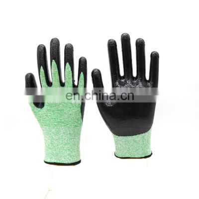 HY 13 Gauge HPPE 5 Liner Safety Working Glove With Smooth Nitrile Mittend Withstands Oils Solvents And Water