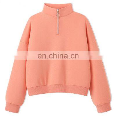 Clothing Manufacturers Custom-made Women's Spring and Autumn New Terry Cloth Half Zipper Casual Sweater Plus Size Pullover photo-2