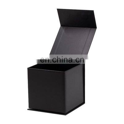 Premium Plain Black Small Cube Single Belt Retail Packaging Magnetic Gift Box photo-2