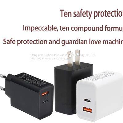 Mobile Phone Chargers, QC3.0 + PD Type C Accessories EU/US Travel Adapter OEM Service photo-3