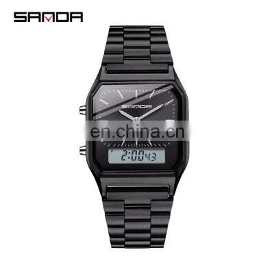 SANDA 747 Simple High Quality Digital Quartz Watch For Man Stainless Steel Time To Showed Luminous Fashion Watches Men