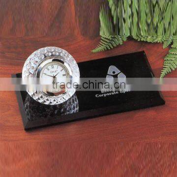 Black crystal desk top golf gifts golf desk clock gift