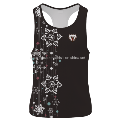 Black Customized Singlet of Beautiful Pattern Design for You