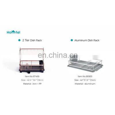 2 Tier Compact Dish Drainer Rack Board With Chrome Plating Wire For Kitchen Organization