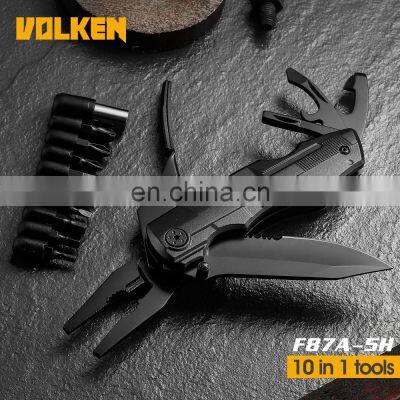 Multitool with Spring Pliers and Folding Knife Stainless Steel Multi Camping Tool for Outdoor with Screwdriver Bits