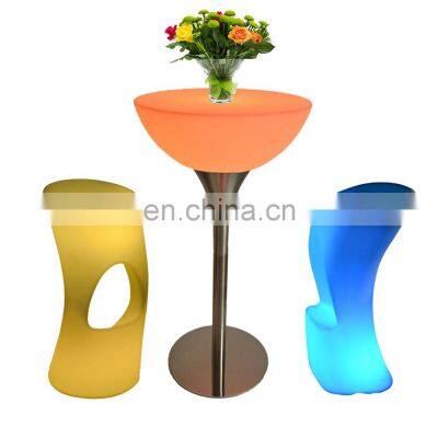 modern led bar chairs and table color changing furniture/pe plastic coffee shop outdoor garden led furniture table and chair