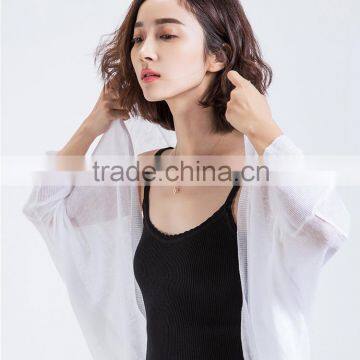 Summer Korean style slim looking bat sleeve linen sweater cardigan air conditioning sunscreen flax shirt for women