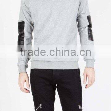 Sweatshirt With Patch/custom Design Sweatshirt With Patch/skin Fitted Leather Patch Sweatshirt