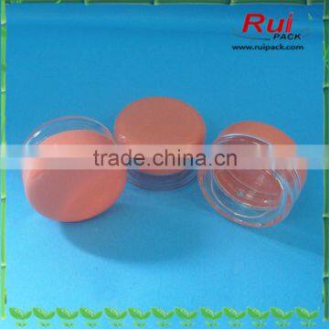 Mini plastic PS material cream jar with packing box,Clear PS cream jar with colored screw cap