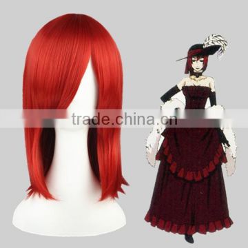 High Quality 45cm Short Straight Kuroshitsuji MADAME ROUGE wig Wine Red Synthetic Anime Wig Cosplay Hair Wigs Party Wig