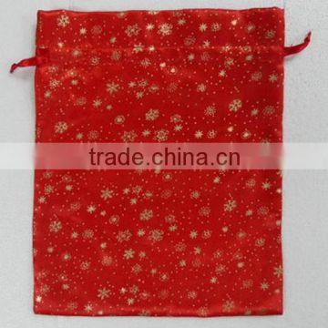 Orange velvet drawstring present pouch printed with dots and nuts bags for packing party candy/festive gifts