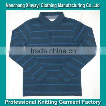 Wholesale High Quality Yarn Dyed Long Sleeve Polo Shirt