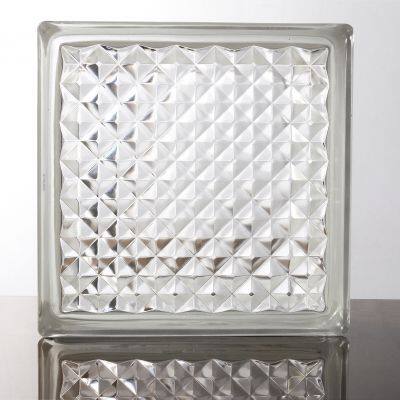 Popular Decoration 190*190*80mm Decorative Cloudy Crystal Side in Colored Glass Block Brick