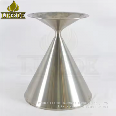 Integrated Tulip Conical Table Base Metal Brushed #304 Stainless Steel Trumpet Style Furniture Legs photo-4