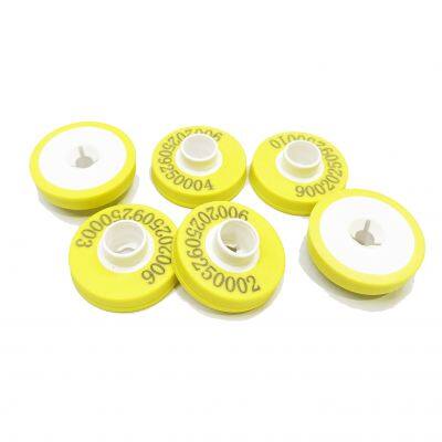 Ultra Button round Shape Yellow Cattle Tags 30mm TPU NFC RFID ear tag for goat/sleep
