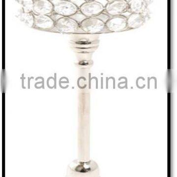 Crystal Beads Candle T-light Holder , Silver Crystal Candle Pillar Holder Manufacturer photo-2