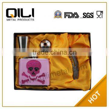 GIRL HIP FLASK DRINKING GIFT SET PINK - Shot Glasses & Funnel