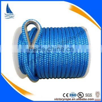 blue color polyester nylon anchor rope braided line for mooring