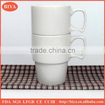 porcelain coffee cup cheap white porcelain round stacked coffee cup no decal printing mark mug with handle