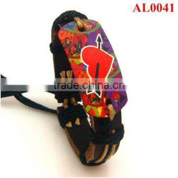 Professional leather production,lovers common used bracelet jewellery colored print with an arrow wearing heart AL0041