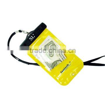 yellow waterproof clear diving cellphone mobile bag