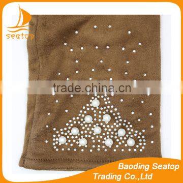 New 2016 Womans Suede Smart Phone Hand Gloves With Fake Diamonds photo-4