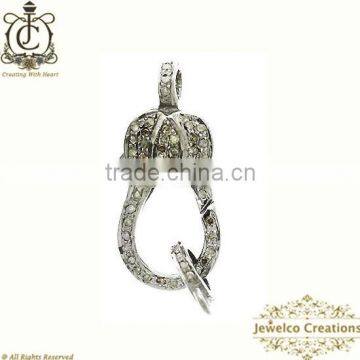 Pave Diamond 925 Sterling Silver Designer Jewelry Component, Natural Diamond Pave Finding, Handmade Jewelry Lock Clasp