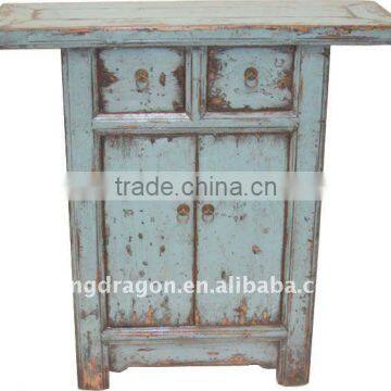 Chinese Antique Gray Blue Colour Small Cabinet With Two Drawer Two Door Cabinet 88*31*88cm