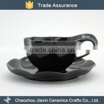 Cheap fashion black porcelain modern cup and saucer