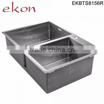 Top Mount Double Bowls Handmade Stainless Steel Italian Kitchen Sinks