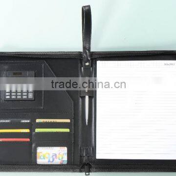 A4 PU Leather meeting folder with calculator