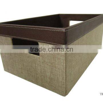 PU Leather Edge, Linen Storage Box for Home or Hotel Supplies