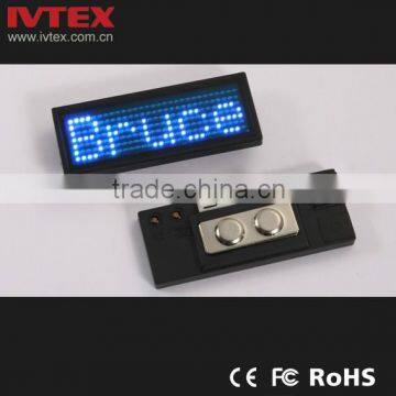 Digital Blue Rechargeable Battery Backup digital LED Display / LED name badge / Mini name card