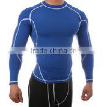 Poly Lycra Full Dleeve Round Neck Royal Blue Compression Shirt