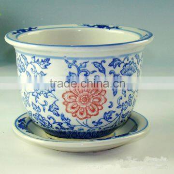 jingdezhen blue and white small ceramic flower pots with hole