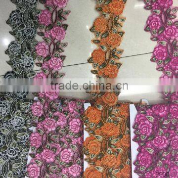 Hot sale embrodiery handmade applique decorative saree laces designs