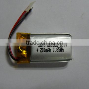 200mah li ion polymer battery / 801525 Li polymer battery 200mah