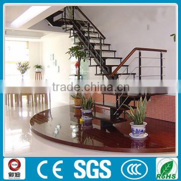 Customized straight wood tread stainless steel staircase supplier--YUDI