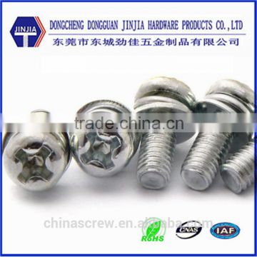 cross recess pan head stainless steel pan head screw with spring washer and flat washer hardware