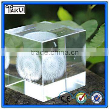 Best souvenir gift 3d dandelion crystal/dandelion plant specimens crafts