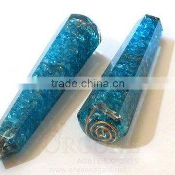 Blue Orgone Energy Faceted Massage Wands | Orgone Energy-Orgonite massage | Wholesale Orgonite-orgone