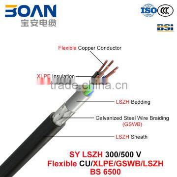 SY LSZH Control Cable, 300/500 V, Flexible Cu/XLPE/LSZH/GSWB/LSZH (BS 6500)