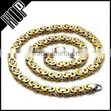 Fashion top sale stainless steel mens gold and silver plate Byzantine box chain