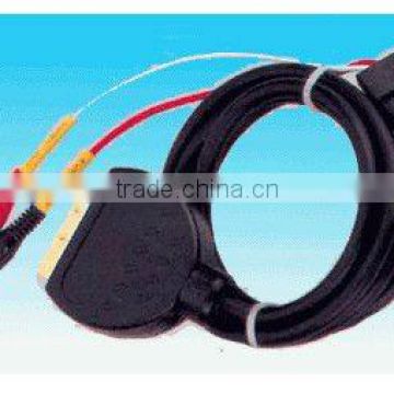 scart plug to 2 RCA cable black injection type cable rohs comliant