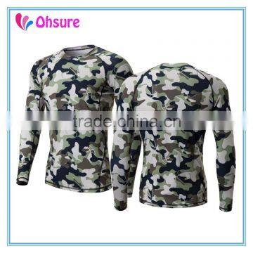 sublimation printing long sleeve running shirt slim fit sports wear camo compression shirt