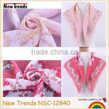 Fashion light weight flower chiffon square scarf 70*70 cm