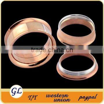 TP01569 surgical steel flesh tunnel piercings , rose gold anodized piercing flesh tunnel